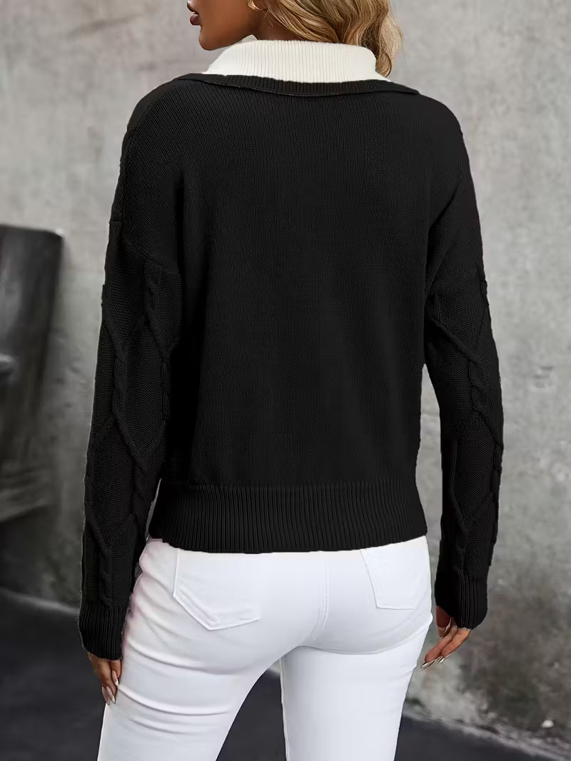 Ferina - Pull col roulé en maille avec motif texturé et finition élégante