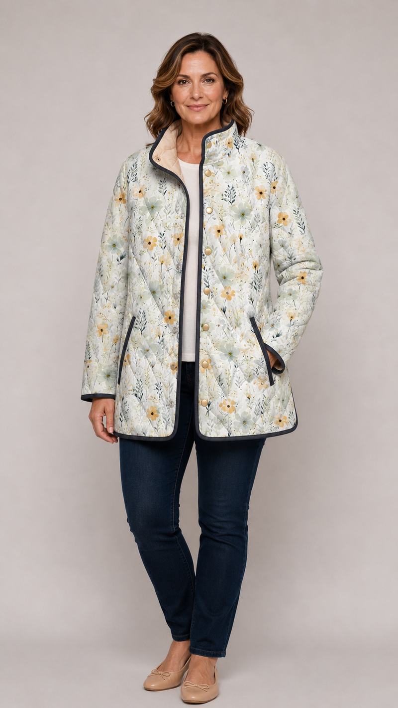 HATTIE | Enchanting Floral Print Quilted Jacket
