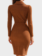 Orabella | Robe zippée en daim marron caramel