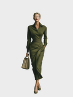 Gabby | Robe longue en coton mélangé vert militaire pour femme MDA2281I8T