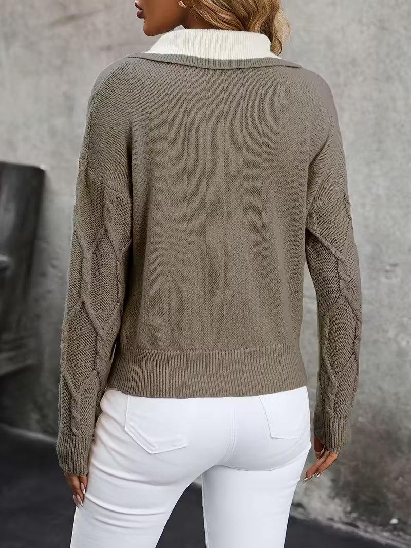 Ferina - Pull col roulé en maille avec motif texturé et finition élégante
