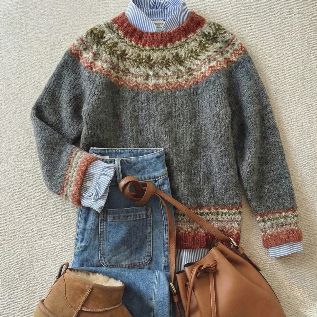 JOYCE | Pull Vintage à Motif Nordique