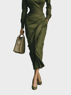 Gabby | Robe longue en coton mélangé vert militaire pour femme MDA2281I8T
