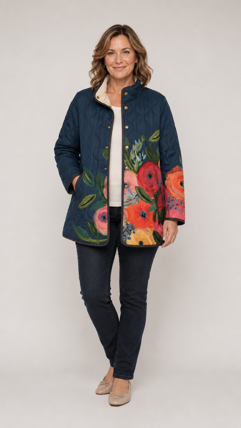 ALEXIS | Vintage Floral Print Quilted Jacket