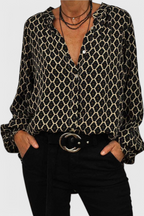 Paige™ | Geometric Print Button Detail Blouse