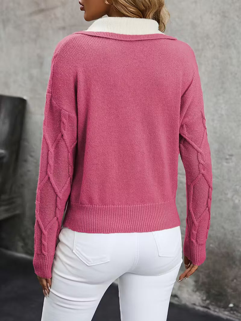 Ferina - Pull col roulé en maille avec motif texturé et finition élégante