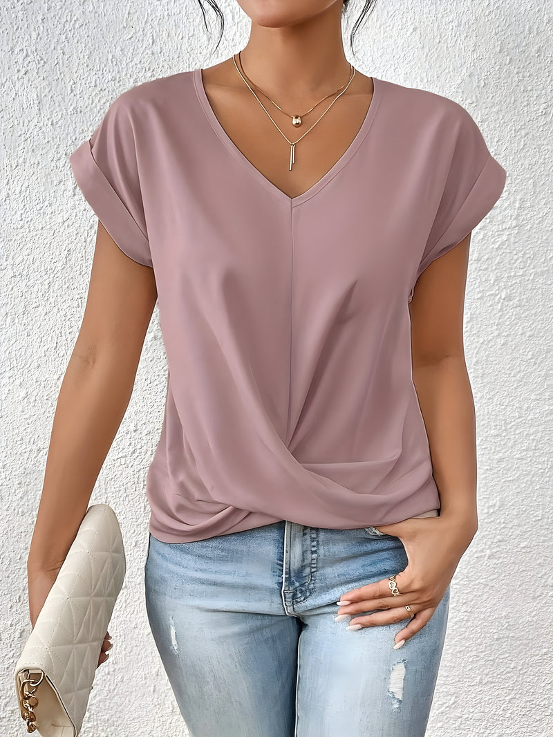 Marae Elegant Twist-Front V-Neck Top
