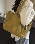 SOCIANI™ – Sac fourre-tout côtelé tendance avec détail de cordon de serrage