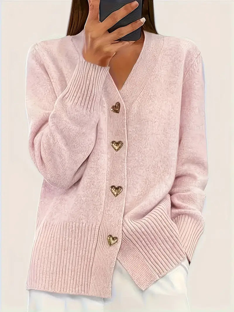 ADELE | Cardigan élégant à boutons cœur