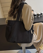 SOCIANI™ – Sac fourre-tout côtelé tendance avec détail de cordon de serrage