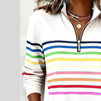 Prismette | Colorful Striped Quarter-Zip Sweatshirt