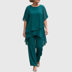 Linda | Tailleur-pantalon avec pantalon palazzo drapé