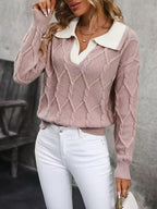 Ferina - Pull col roulé en maille avec motif texturé et finition élégante
