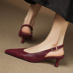 Céliane Pointed Leather Slingback Heels