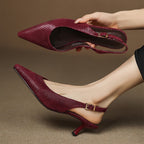 Céliane Pointed Leather Slingback Heels
