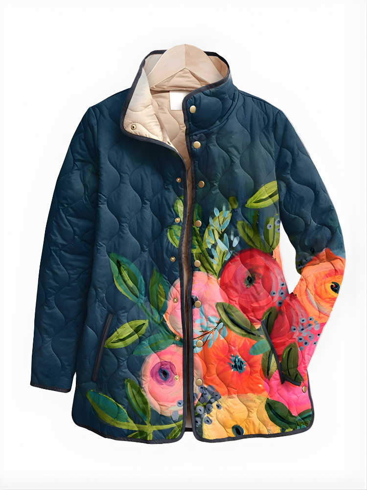 ALEXIS | Vintage Floral Print Quilted Jacket