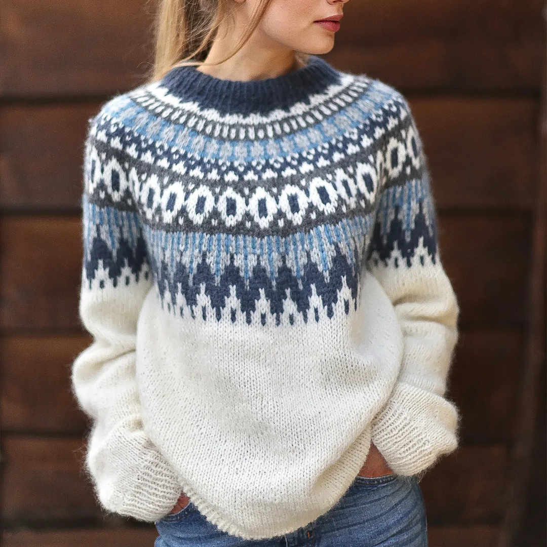 Albertine - Elegant Geometric Long Sleeve Sweater