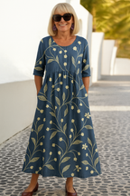 Eliza | Robe Midi Décontractée - Élégance Sans Effort, Confort Au Quotidien