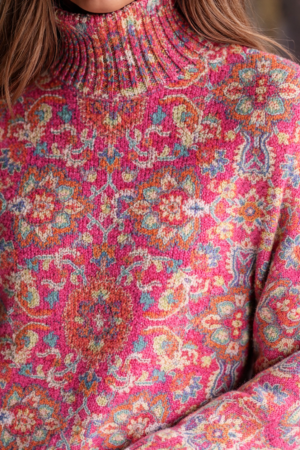 Annabelle | Col roulé en maille fleurie