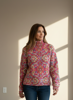 Annabelle | Col roulé en maille fleurie