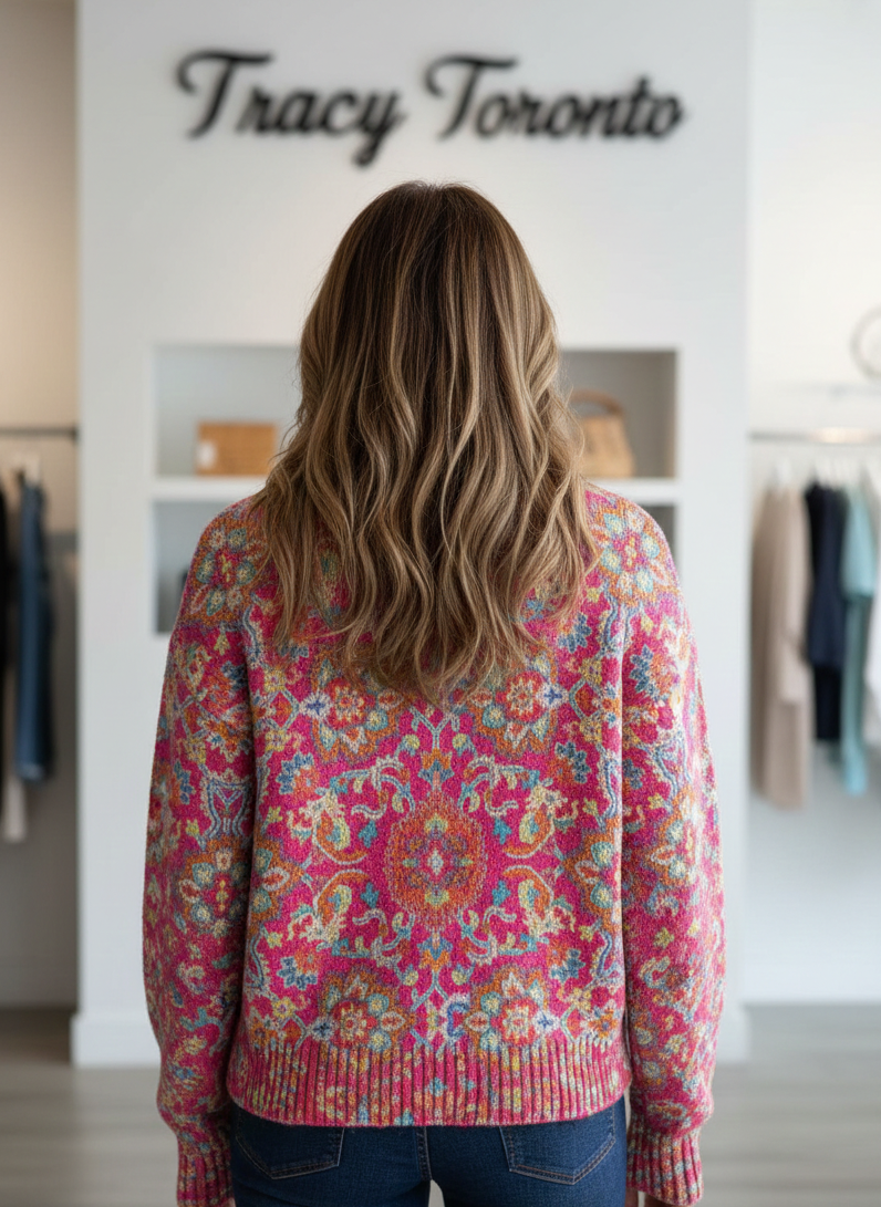 Annabelle | Col roulé en maille fleurie