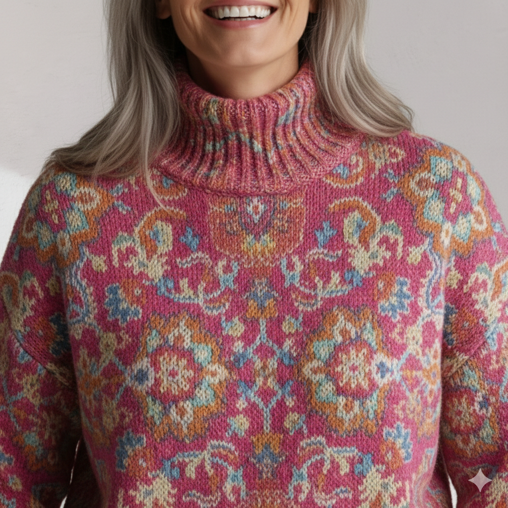 Annabelle | Col roulé en maille fleurie