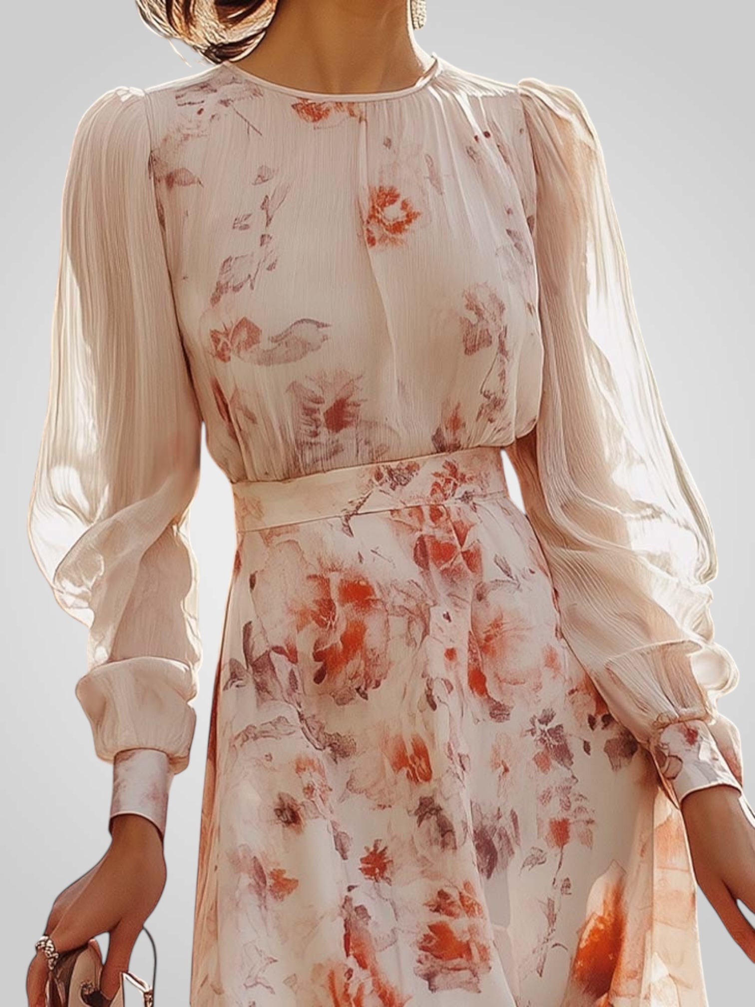 Freia | Robe plissée élégante à manches courtes et motif floral