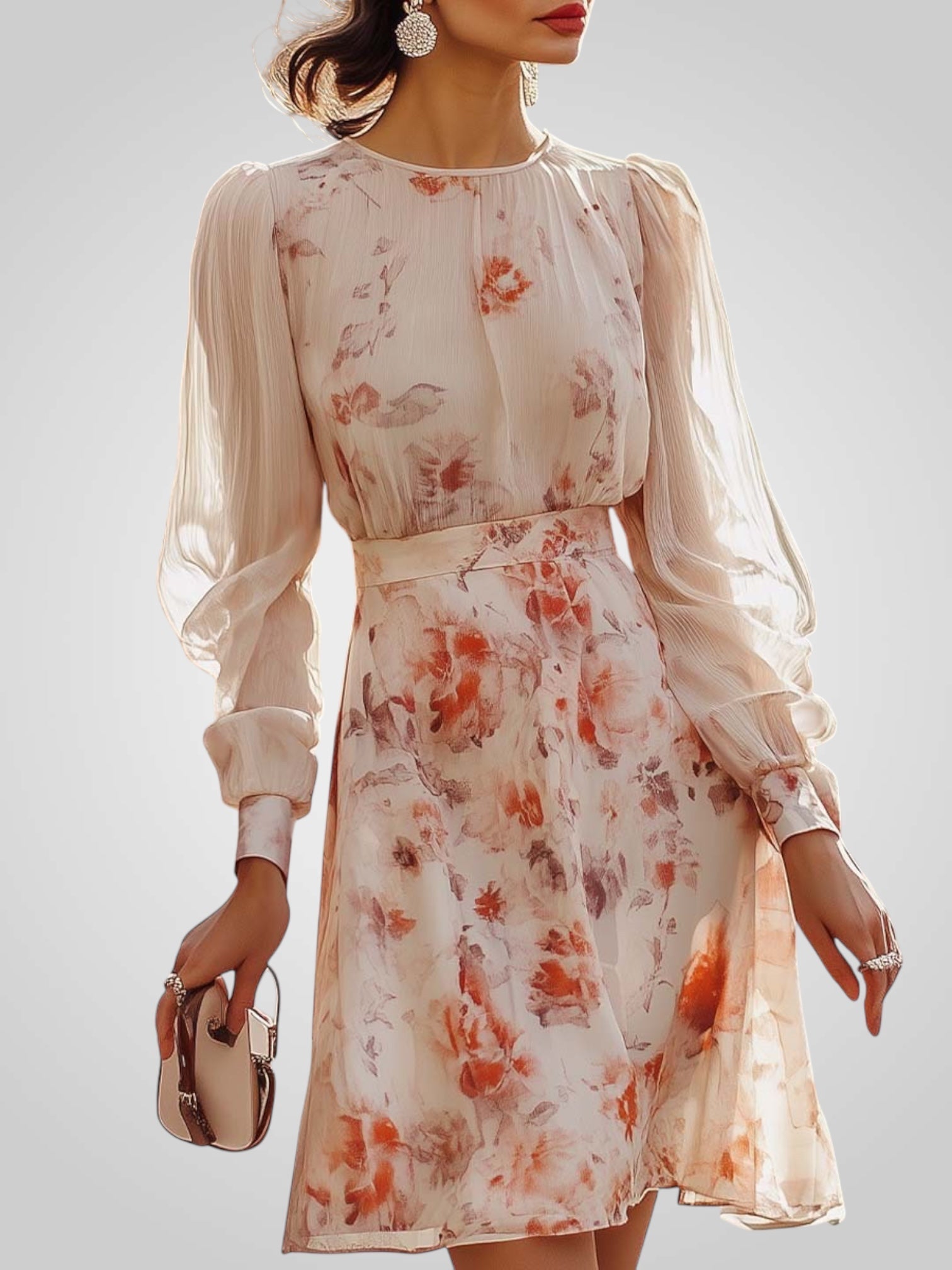 Freia | Robe plissée élégante à manches courtes et motif floral