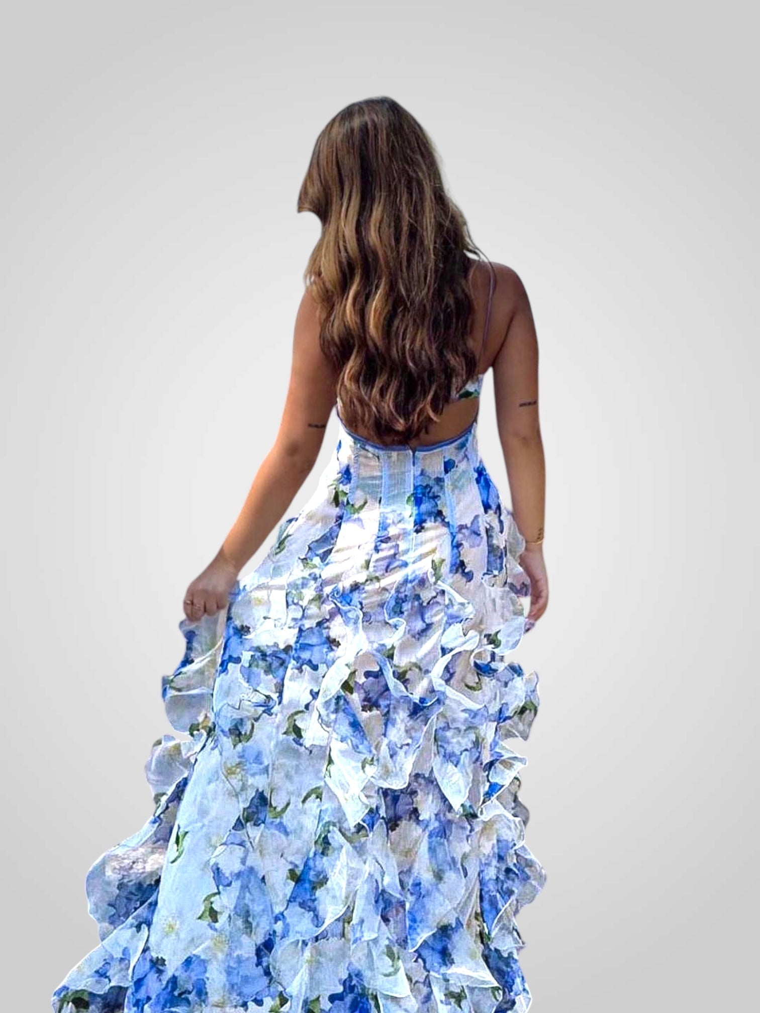 Fond | Robe fleurie à volants