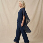 Kimmy | Haut drapé avec pantalon palazzo
