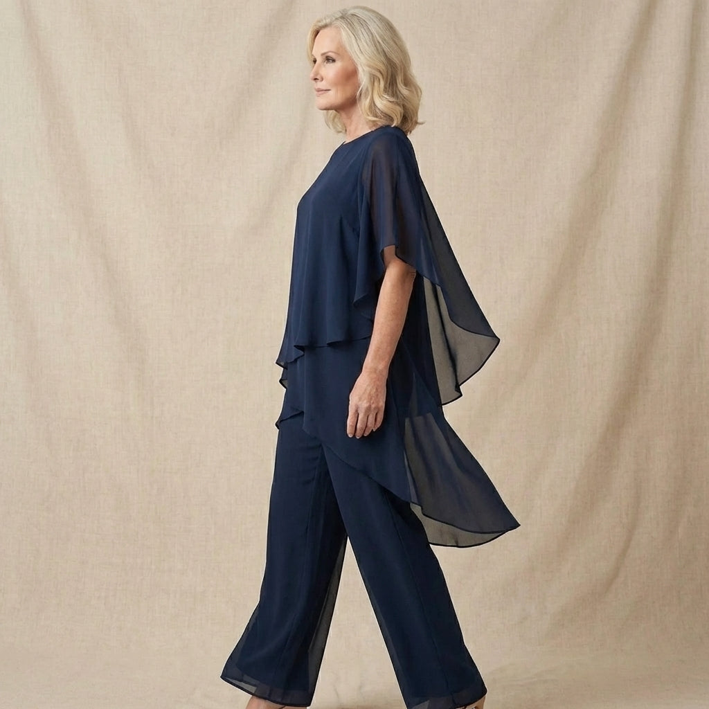 Kimmy | Haut drapé avec pantalon palazzo