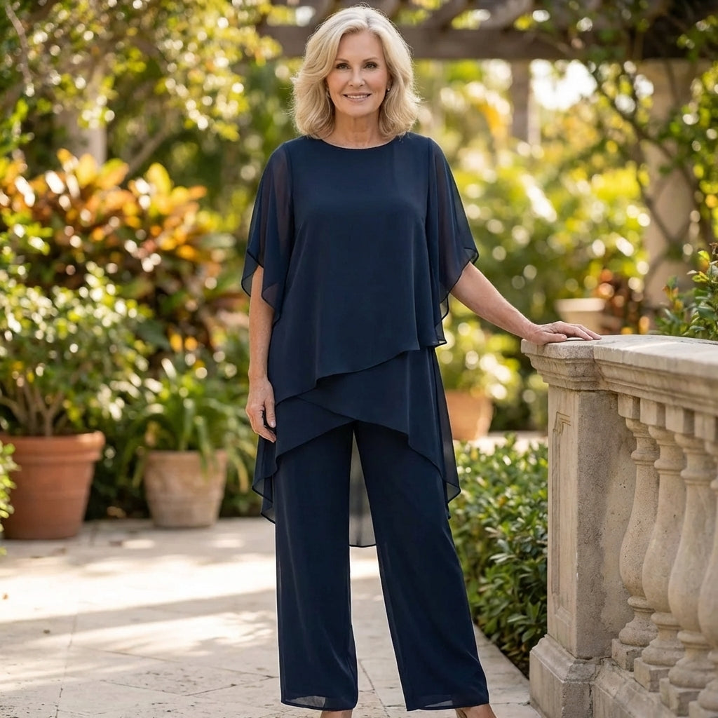 Kimmy | Haut drapé avec pantalon palazzo
