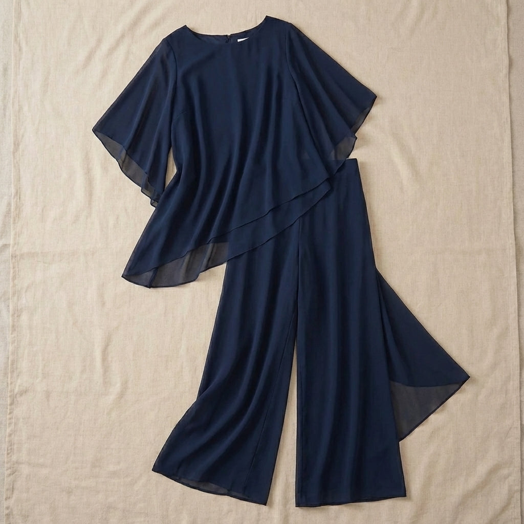 Kimmy | Haut drapé avec pantalon palazzo