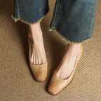 Elviera Square Leather Pumps