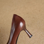 Elviera Square Leather Pumps