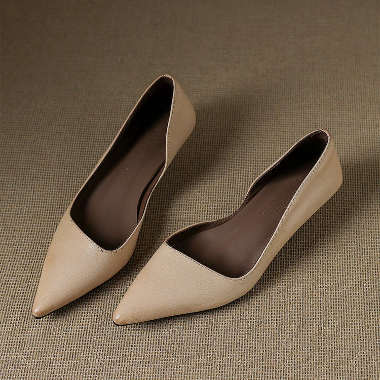 Orlisse Leather Kitten Heel Pumps