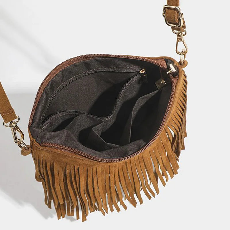 Maegan | Sac bandoulière à franges en daim