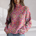Annabelle | Col roulé en maille fleurie