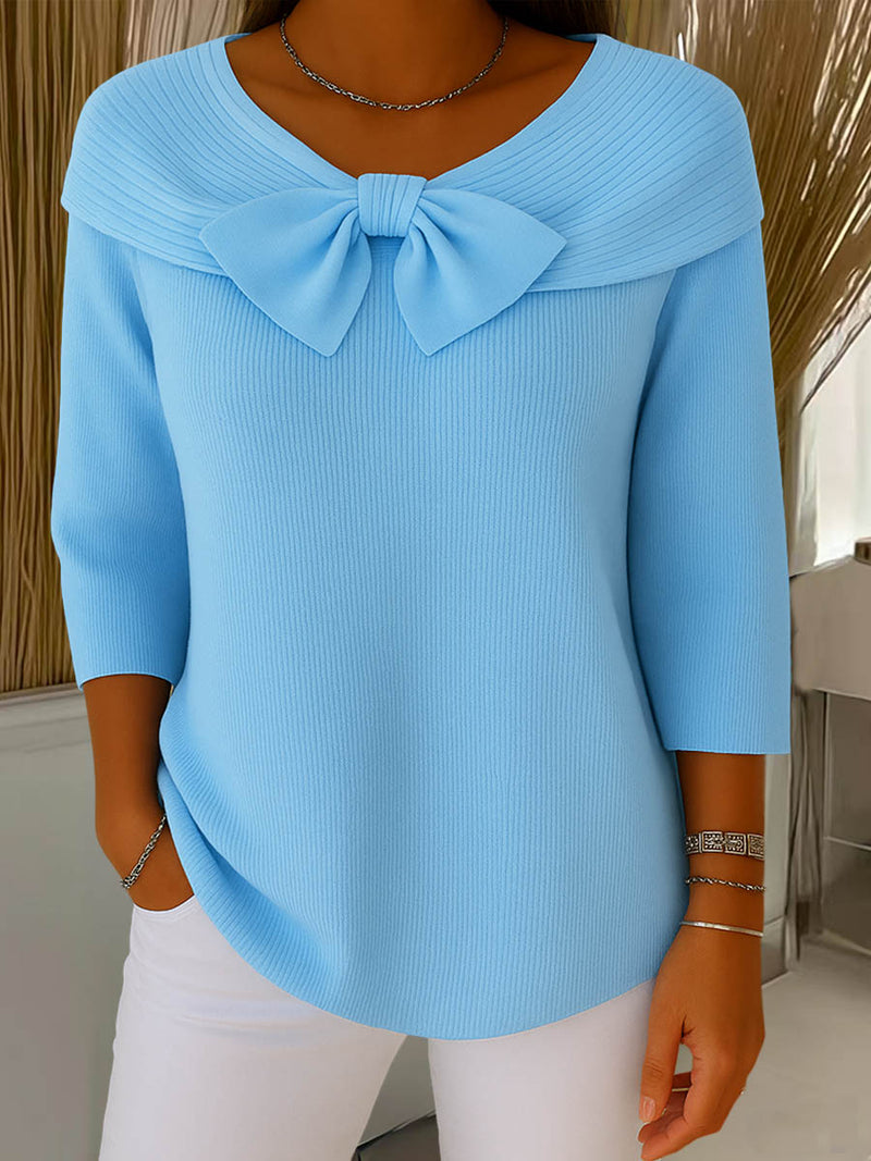 Marae - Blouse pull col rond femme avec nœud décoratif