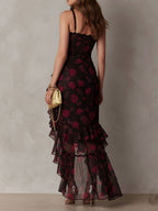 Delphine | Chic Flower Ruffle Hem Dress