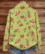 Constance | Pink Floral Lime Zip Cardigan
