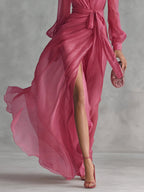 Juliette | Elegant Chiffon V-Neck Waistband Long Dress
