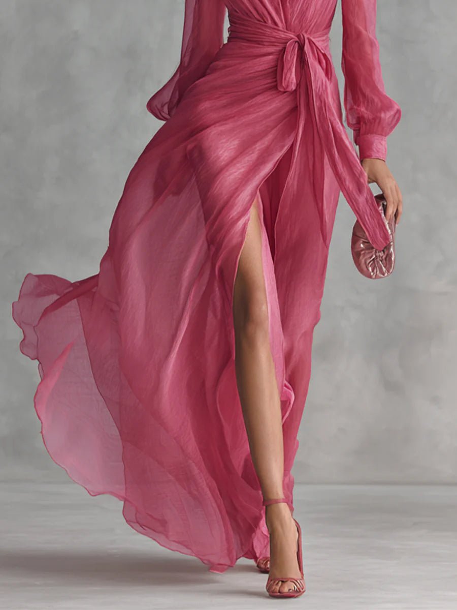 Juliette | Elegant Chiffon V-Neck Waistband Long Dress