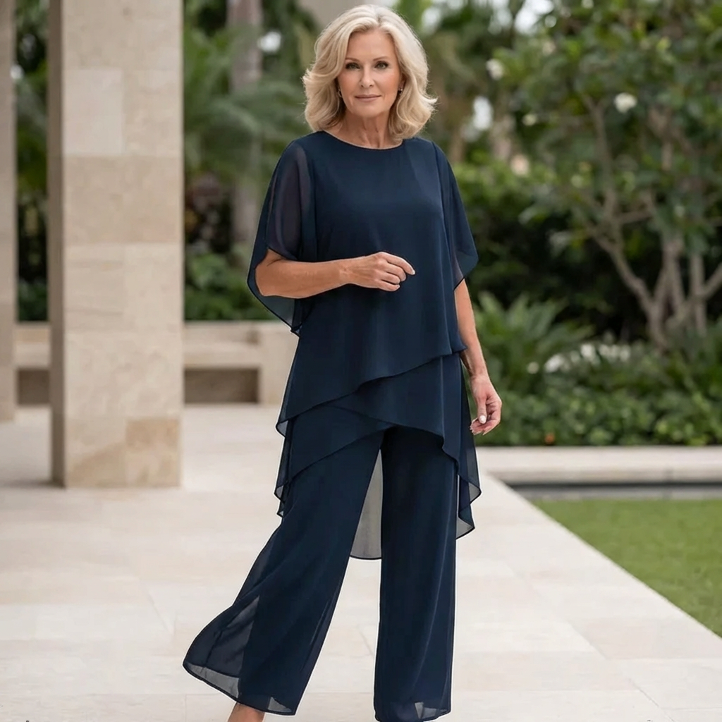 Kimmy | Haut drapé avec pantalon palazzo