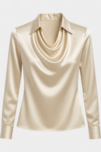 Leah™ | Cascade Neckline Draped Blouse