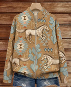 Perpetua | Desert Horse and Cactus Zip Cardigan