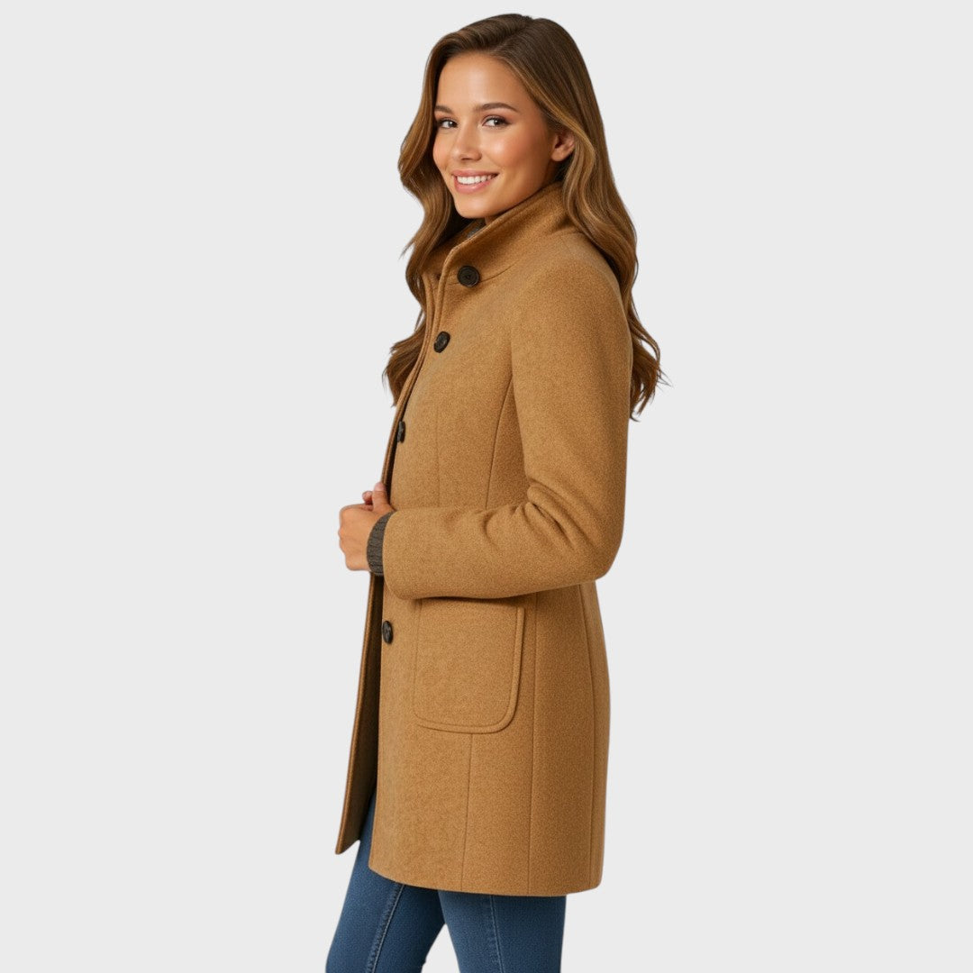 Ellarose - Élégant Manteau en Laine Boutonné