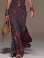 Béatrice | Retro Lace Halter Neck Floral Fishtail Maxi Dress