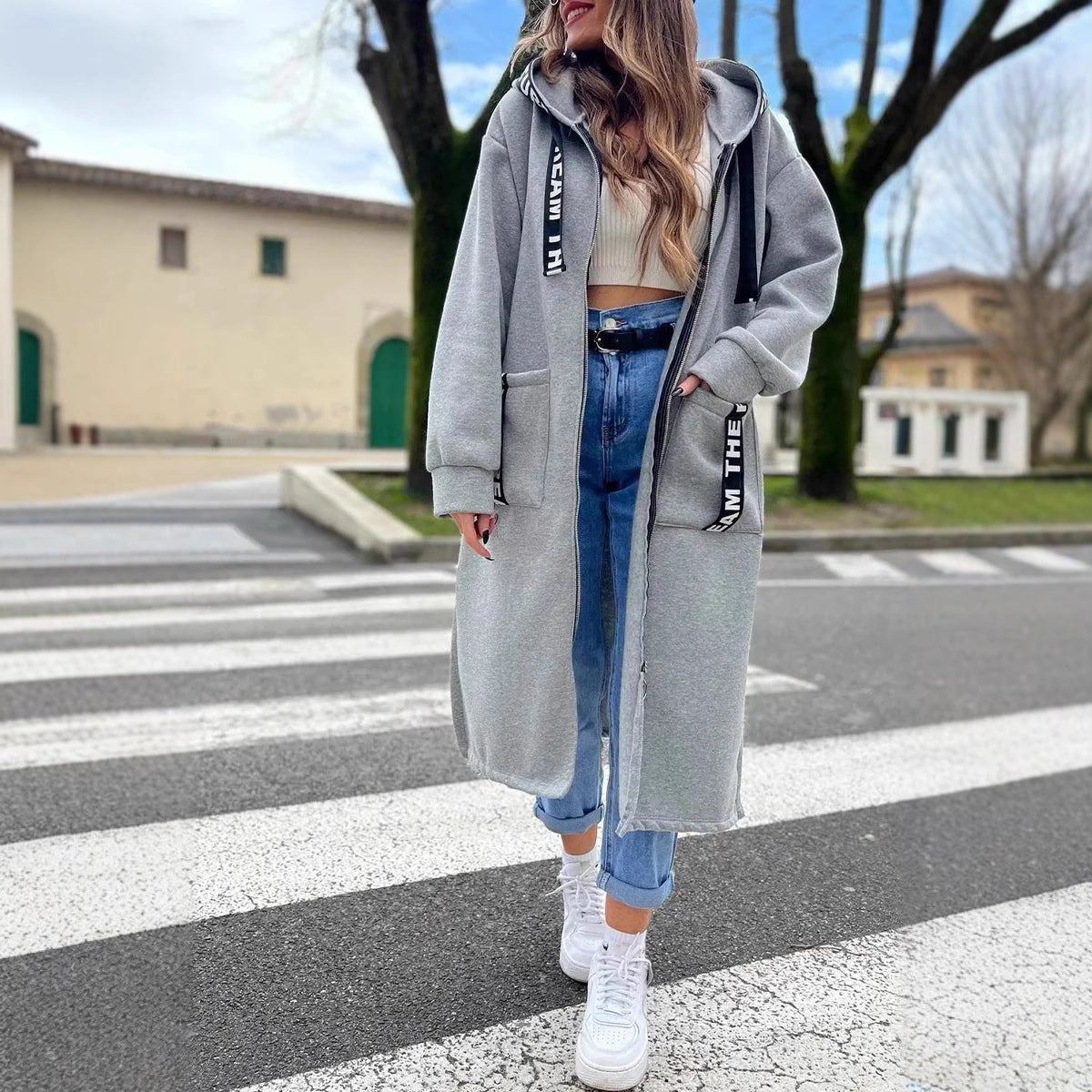 LOUISA | Manteau long décontracté pour femme à devant ouvert
