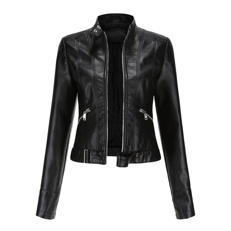 Linnea | Cropped Stand-Collar Moto Jacket
